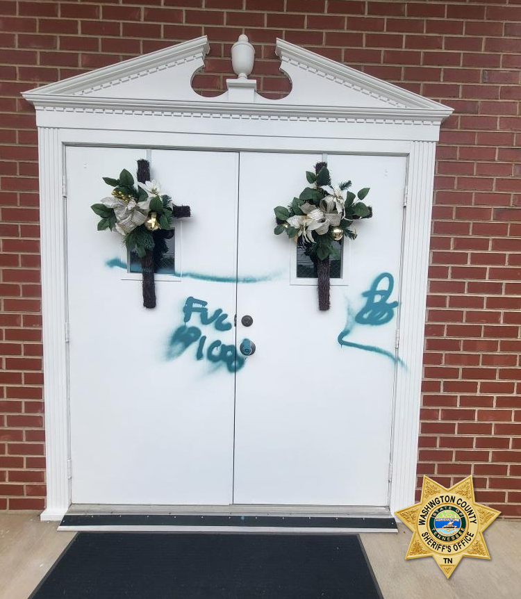 Vandals spoil exterior of Fall Branch church