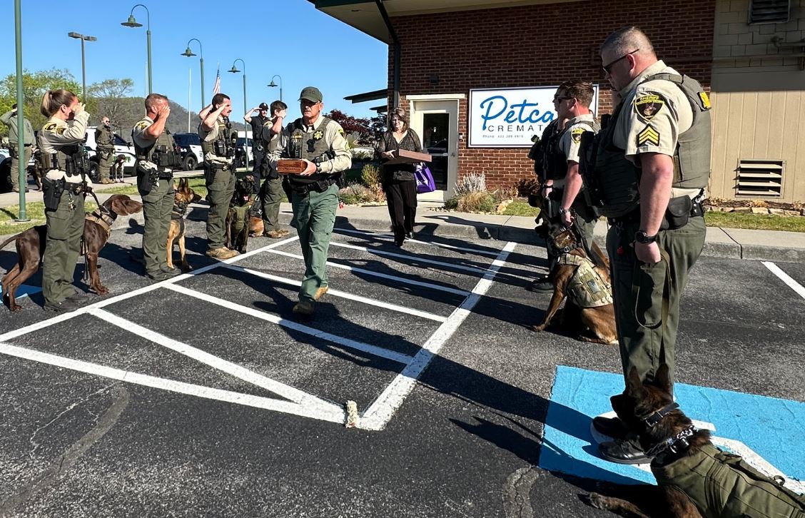 Patrols pause to honor longest-serving K9 officer in Washington County Tennessee